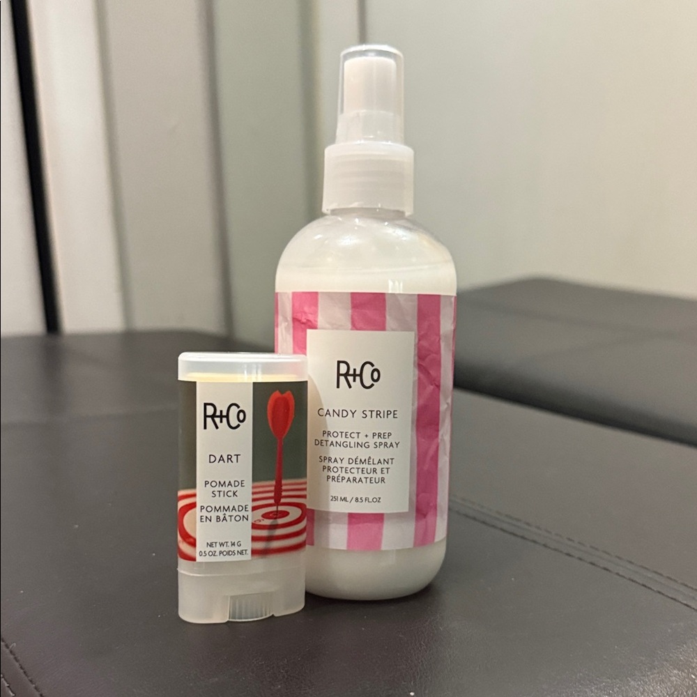 R+Co Candy Stripe Spray and Dart Pomade Duo